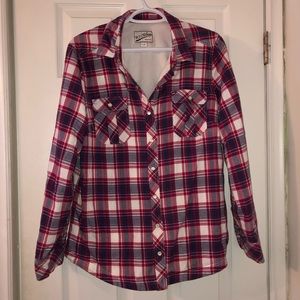 BC Clothing plaid fleece sweater in size US L